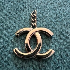 CHANEL Silver handbag charm keychain charm stamped